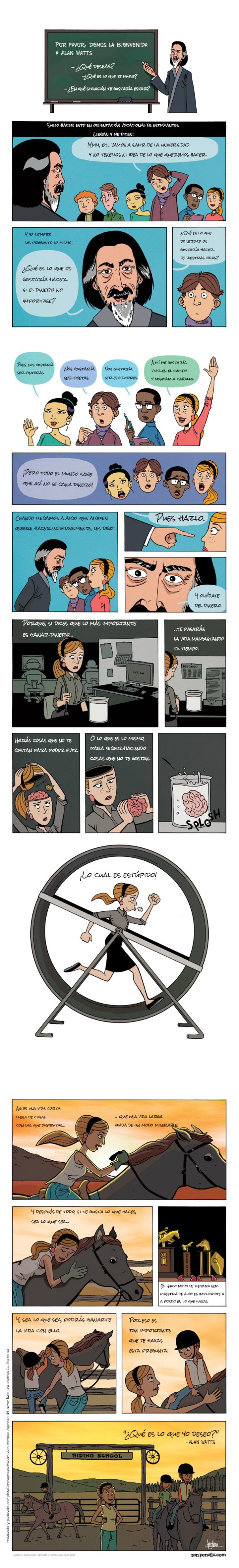 Alan Watts. Si el dinero no importara ¿qué harias con tu vida? de Zen Pencils