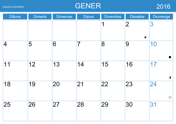 Calendari 2016 de pagination.com