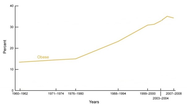 Obesitat, evolució de1977 a 2008 als EEUU