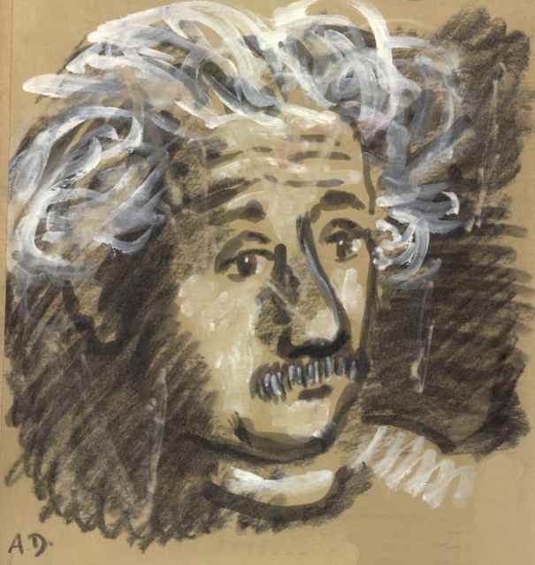 "Dibuix en guix d'Albert Einstein realitzat per Alexander Dobkin"